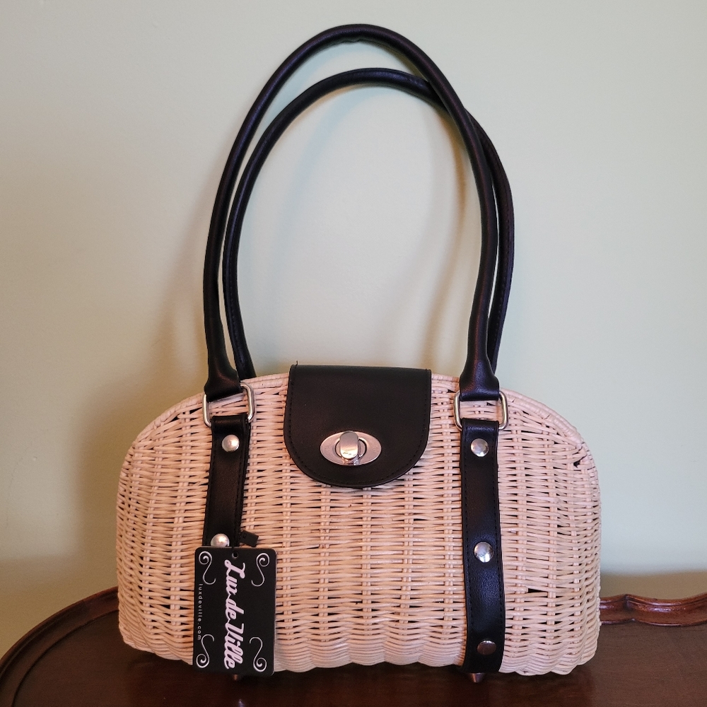 Lux de Ville Romeo Hard Wicker Shoulder Bag  NWT